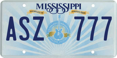 MS license plate ASZ777