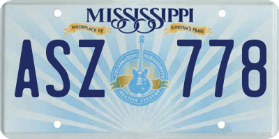 MS license plate ASZ778