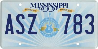 MS license plate ASZ783