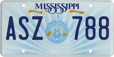 MS license plate ASZ788