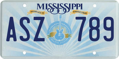 MS license plate ASZ789