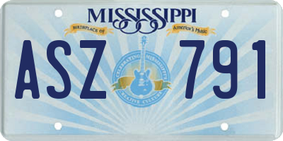 MS license plate ASZ791