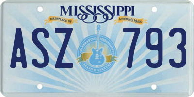 MS license plate ASZ793