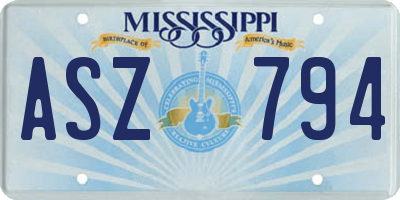 MS license plate ASZ794