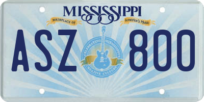 MS license plate ASZ800
