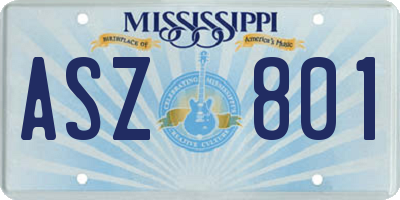 MS license plate ASZ801