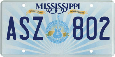 MS license plate ASZ802