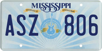 MS license plate ASZ806
