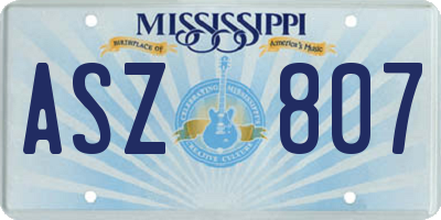 MS license plate ASZ807