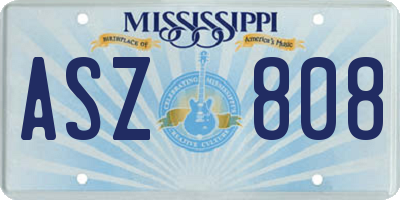 MS license plate ASZ808