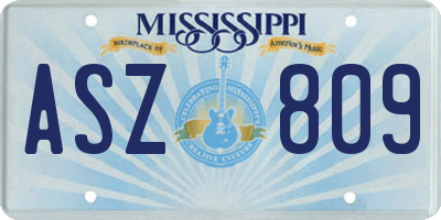 MS license plate ASZ809