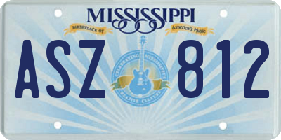 MS license plate ASZ812