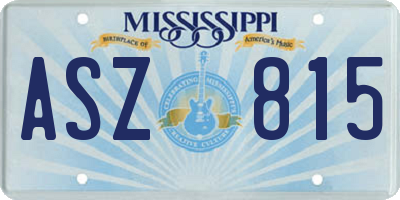 MS license plate ASZ815