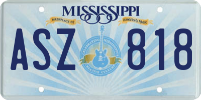 MS license plate ASZ818