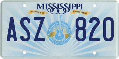 MS license plate ASZ820