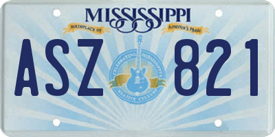 MS license plate ASZ821