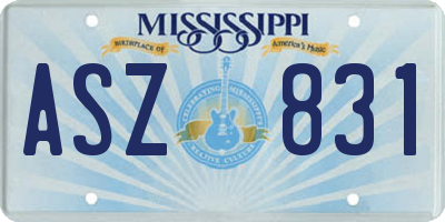 MS license plate ASZ831