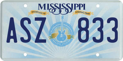 MS license plate ASZ833