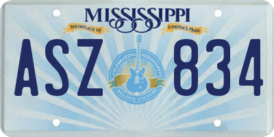 MS license plate ASZ834