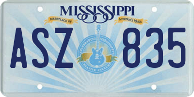 MS license plate ASZ835