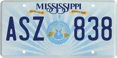 MS license plate ASZ838