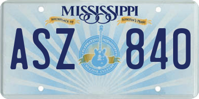 MS license plate ASZ840
