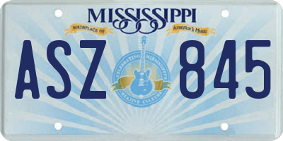 MS license plate ASZ845
