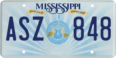 MS license plate ASZ848