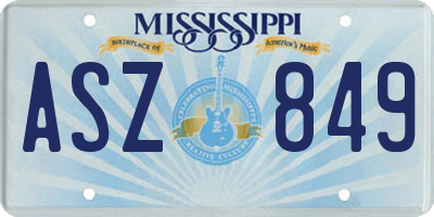 MS license plate ASZ849