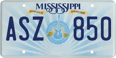 MS license plate ASZ850