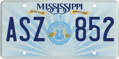 MS license plate ASZ852