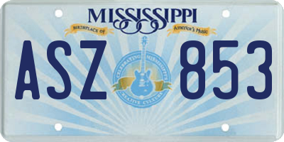 MS license plate ASZ853