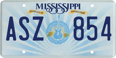 MS license plate ASZ854