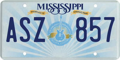 MS license plate ASZ857