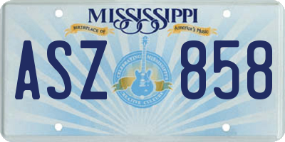 MS license plate ASZ858