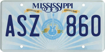 MS license plate ASZ860