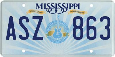MS license plate ASZ863