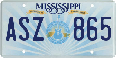 MS license plate ASZ865