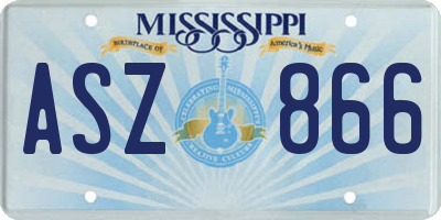 MS license plate ASZ866