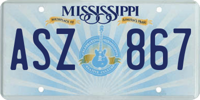 MS license plate ASZ867