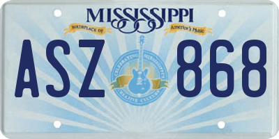 MS license plate ASZ868