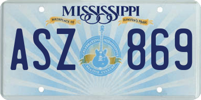 MS license plate ASZ869