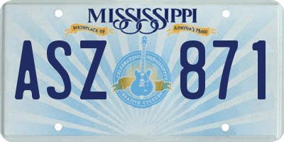 MS license plate ASZ871