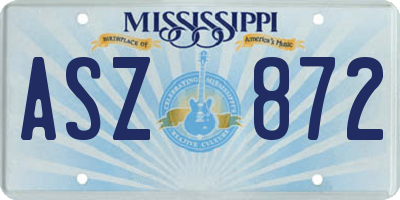MS license plate ASZ872