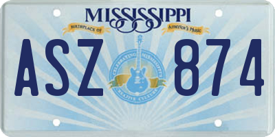 MS license plate ASZ874