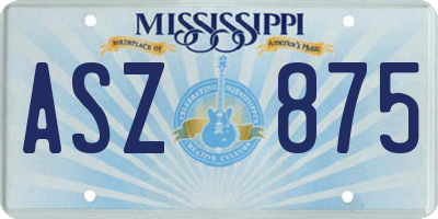 MS license plate ASZ875