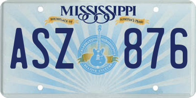 MS license plate ASZ876
