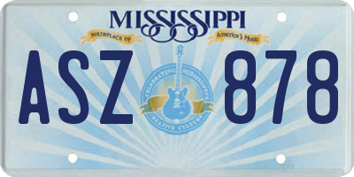 MS license plate ASZ878