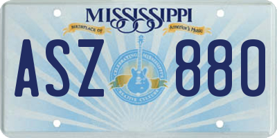 MS license plate ASZ880