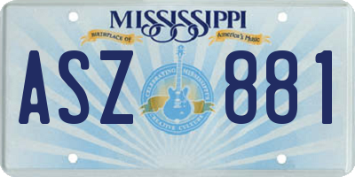 MS license plate ASZ881